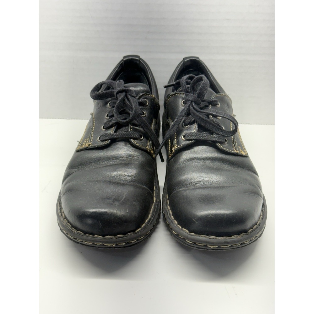 Born Black Leather Oxford Shoes Women's 7.5 Lace Up Walking Plain Toe Comfort